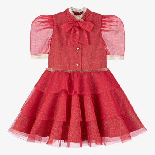 EIRENE-Girls Sparkling Tulle Bow Dress | Childrensalon Outlet