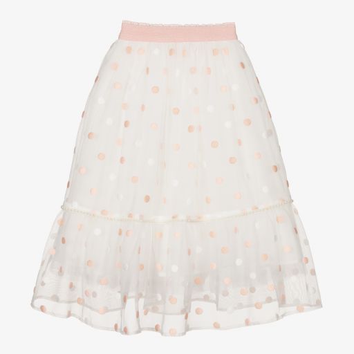 EIRENE-Jupe longue blanche et rose en tulle | Childrensalon Outlet