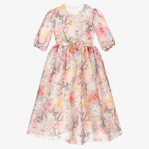 EIRENE-Pink Floral Chiffon Dress | Childrensalon Outlet