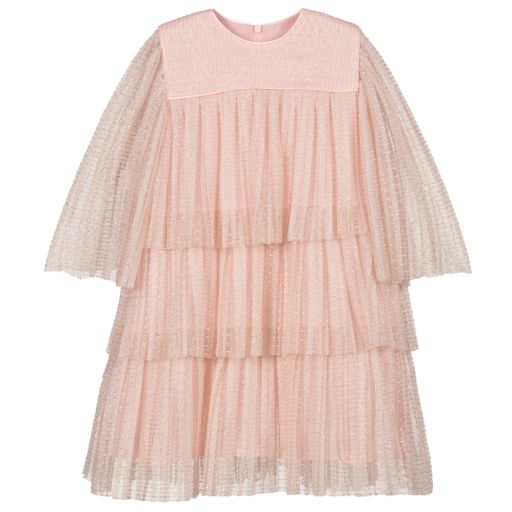 EIRENE-Pink & Gold Tulle Dress  | Childrensalon Outlet