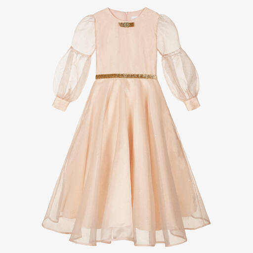 EIRENE-Pink Organza Shimmer Dress  | Childrensalon Outlet