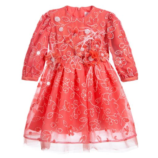 EIRENE-Pink & White Beaded Dress | Childrensalon Outlet