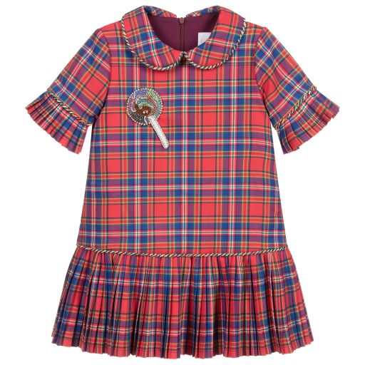 EIRENE-Red & Blue Tartan Dress | Childrensalon Outlet