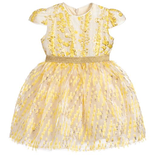 EIRENE-Yellow & Gold Chiffon Dress | Childrensalon Outlet
