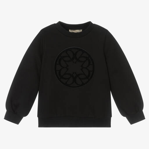 Elie Saab-Girls Black Cotton Sweatshirt | Childrensalon Outlet