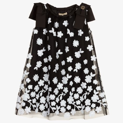 Elie Saab-Robe noire fleurs tulle Fille | Childrensalon Outlet