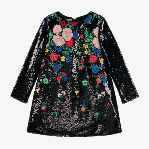 Elie Saab-فستان بترتر وبطبعة ورود لون أسود | Childrensalon Outlet