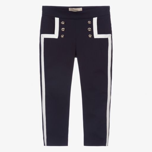 Elie Saab-Pantalon bleu en coton Fille | Childrensalon Outlet