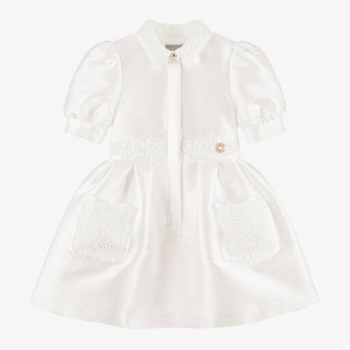 Elie Saab-Girls Cream Silk Sleeve Dress | Childrensalon Outlet