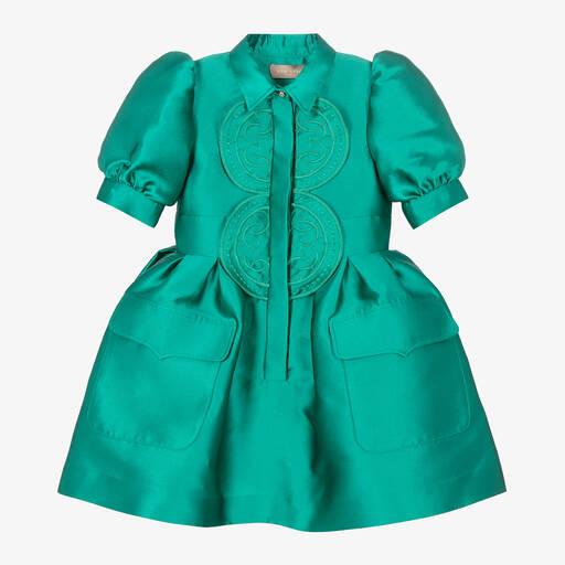 Elie Saab-Girls Emerald Green Taffeta Dress | Childrensalon Outlet