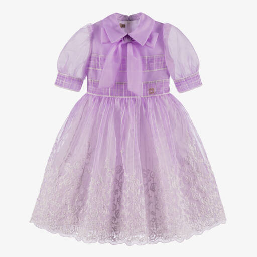 Elie Saab-Girls Lilac Organza Floral Gown | Childrensalon Outlet