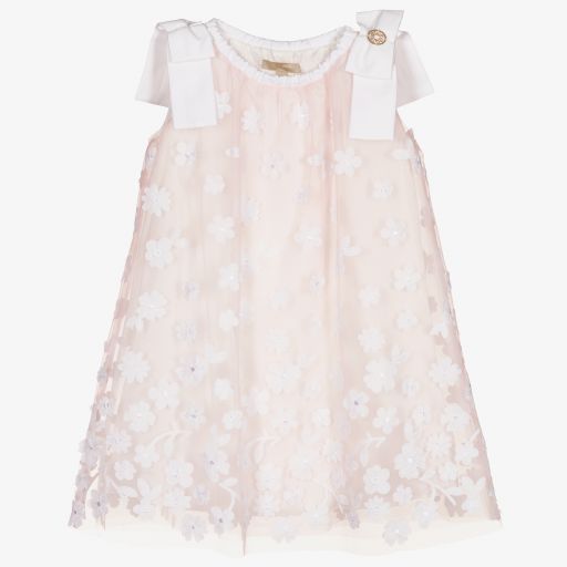 Elie Saab-Girls Pink Floral Tulle Dress | Childrensalon Outlet