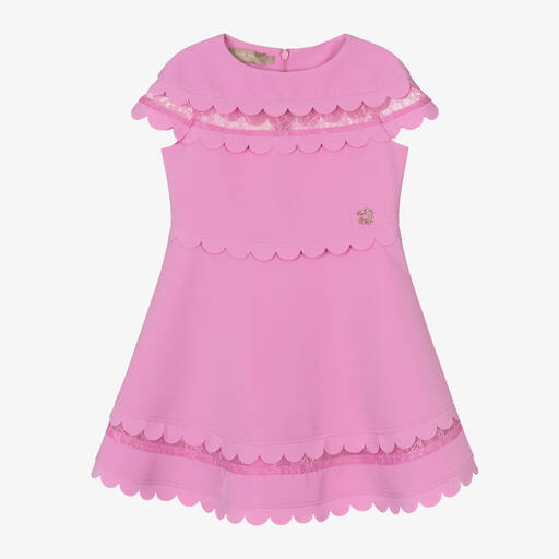 Elie Saab-Girls Pink Scalloped Crêpe Dress | Childrensalon Outlet