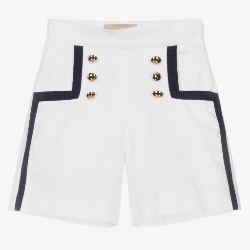 Elie Saab-Girls White Cotton Shorts | Childrensalon Outlet