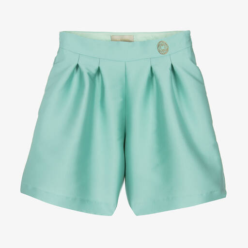 Elie Saab-Teen Girls Aqua Blue Satin Shorts | Childrensalon Outlet