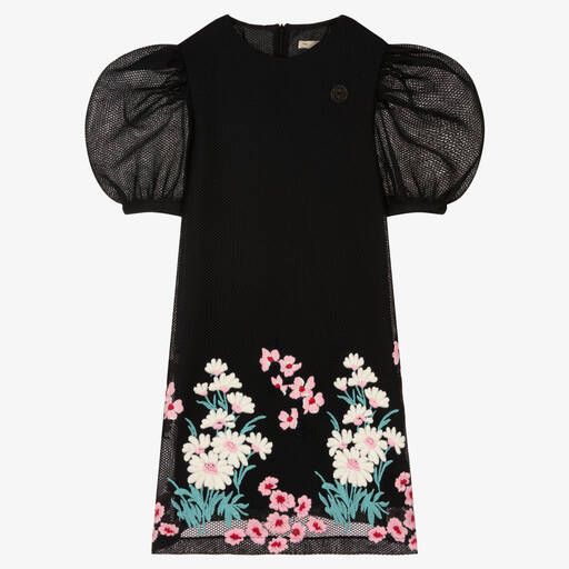 Elie Saab-Черное платье с цветами для девочек-подростков | Childrensalon Outlet
