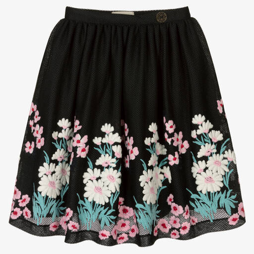 Elie Saab-Teen Girls Black Floral Skirt | Childrensalon Outlet