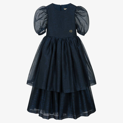 Elie Saab-Teen Girls Glittery Blue Tiered Dress | Childrensalon Outlet