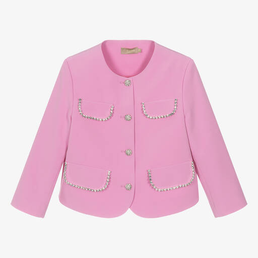 Elie Saab-Teen Girls Pink Studded Diamanté Jacket | Childrensalon Outlet