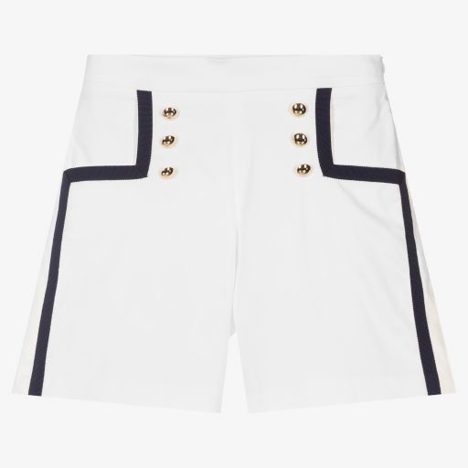 Elie Saab-Teen Girls White Cotton Shorts | Childrensalon Outlet