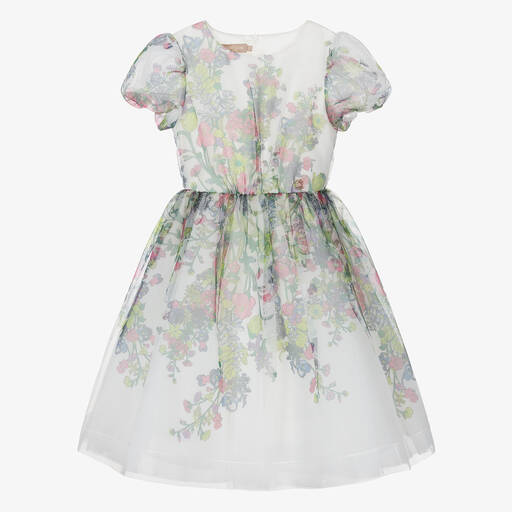 Elie Saab-Teen Girls White Floral Organza Dress | Childrensalon Outlet