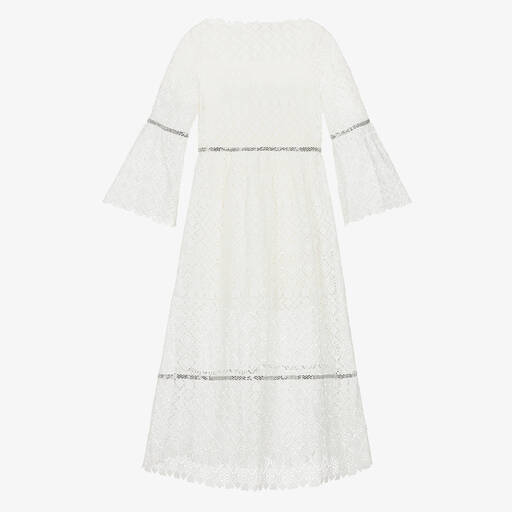 Elie Saab-Teen Girls White Guipure Lace Dress | Childrensalon Outlet