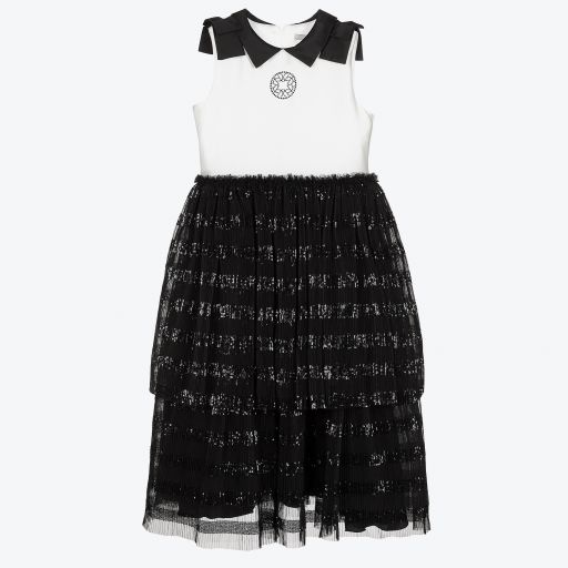 Elie Saab-Teen Tüllkleid in Weiß und Schwarz | Childrensalon Outlet