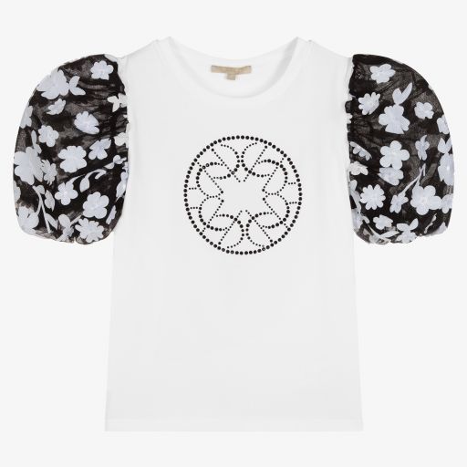 Elie Saab-Teen White Floral T-Shirt | Childrensalon Outlet