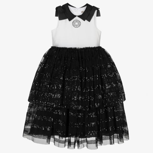 Elie Saab-Robe noire et blanche en tulle | Childrensalon Outlet