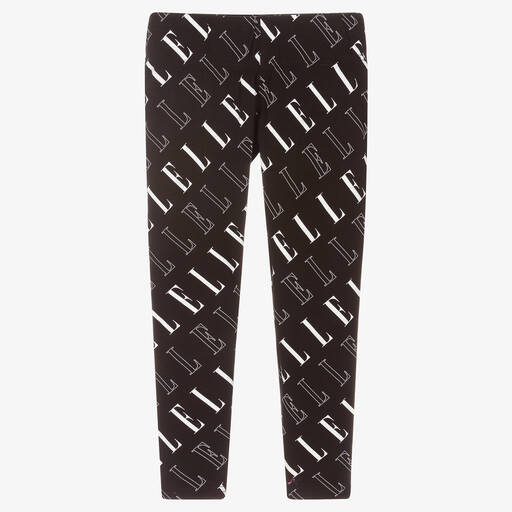 Elle-Black Logo Cotton Leggings | Childrensalon Outlet