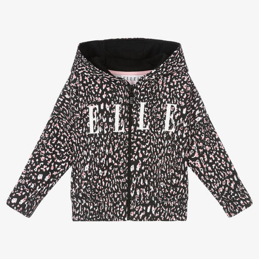 Elle-Girls Black Logo Zip-Up Hoodie | Childrensalon Outlet