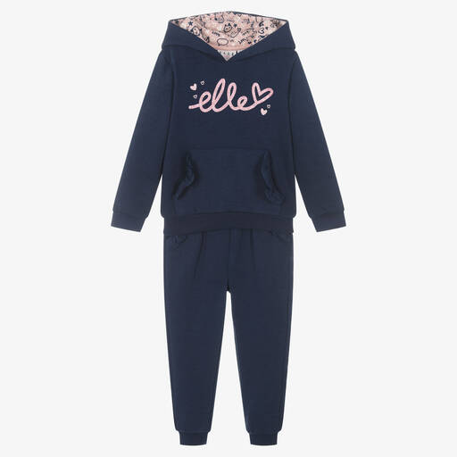 Elle-Girls Blue Logo Tracksuit | Childrensalon Outlet