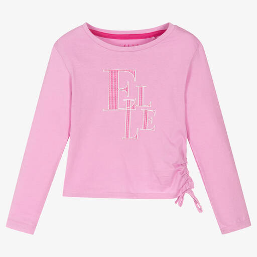 Elle-Girls Pink Cotton Logo Top | Childrensalon Outlet