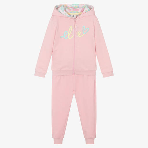 Elle-Girls Pink Cotton Tracksuit | Childrensalon Outlet