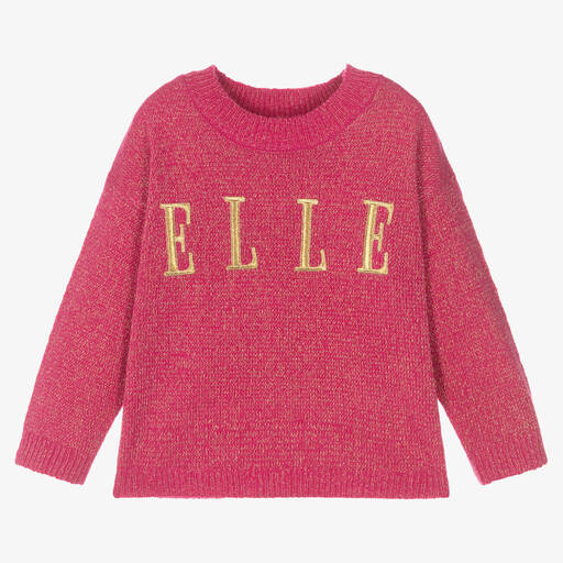 Elle-Girls Pink & Gold Logo Jumper | Childrensalon Outlet