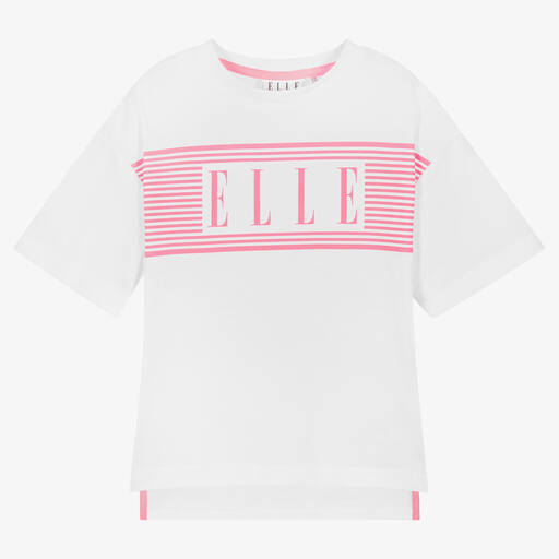 Elle-Girls White Cotton Logo T-Shirt | Childrensalon Outlet