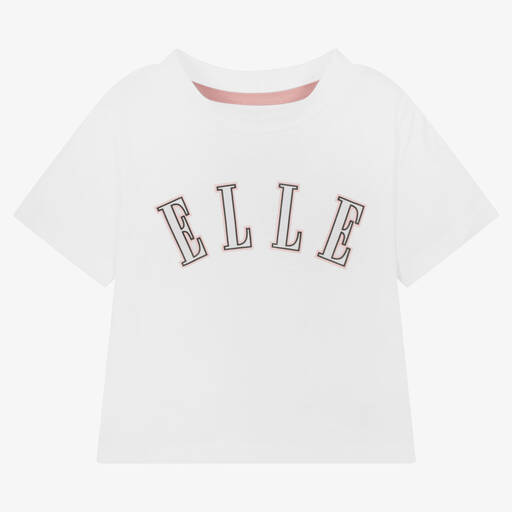 Elle-Girls White Cotton Logo Top | Childrensalon Outlet