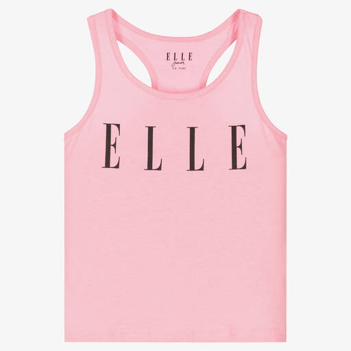 Elle-Pink Cotton Logo Vest Top | Childrensalon Outlet