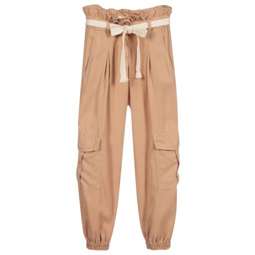 Elsy-Beige Viscose Cargo Trousers | Childrensalon Outlet