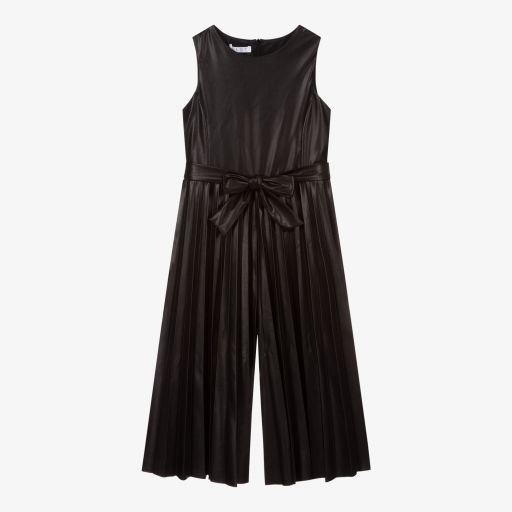 Elsy-Black Faux Leather Jumpsuit | Childrensalon Outlet