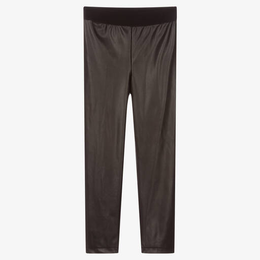 Elsy-Black Faux Leather Leggings | Childrensalon Outlet