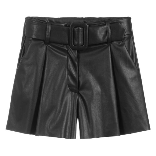 Elsy-Black Faux Leather Shorts | Childrensalon Outlet