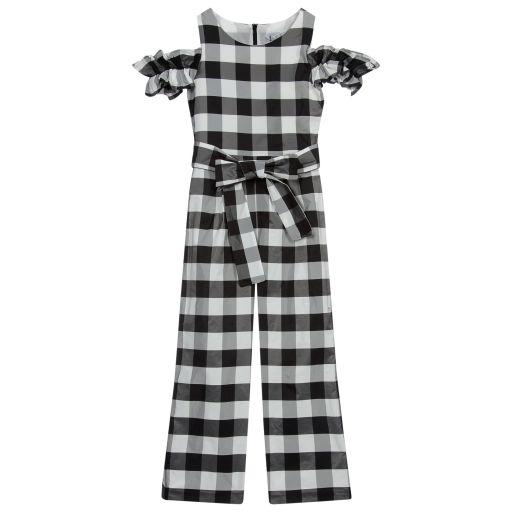 Elsy-Black & White Checked Jumpsuit | Childrensalon Outlet