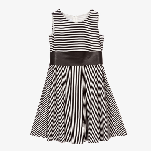 Elsy-Robe noire et blanche rayée | Childrensalon Outlet