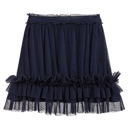 Elsy-Blue Frill Tulle Skirt | Childrensalon Outlet