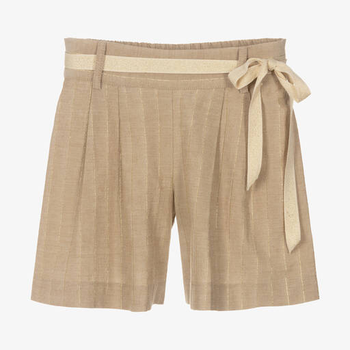 Elsy-Girls Beige Pinstripe Shorts | Childrensalon Outlet
