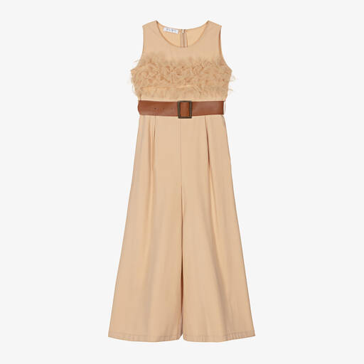Elsy-جمبسوت بأرجل واسعة مزيج فيسكوز لون بيج للبنات | Childrensalon Outlet