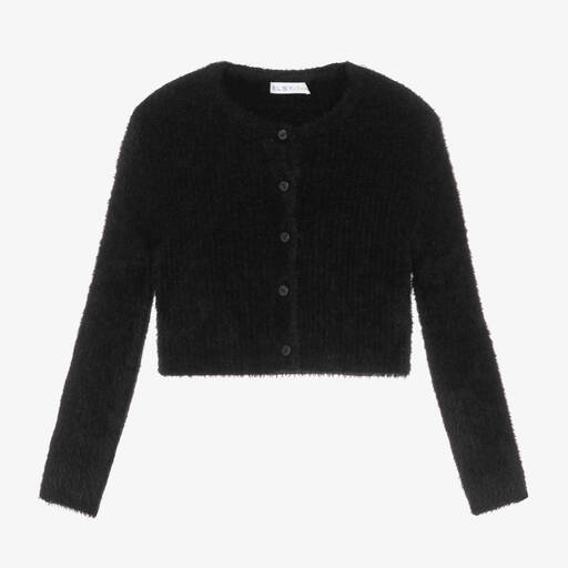 couture by Elsy-Girls Black Fluffy Knit Cropped Cardigan | Childrensalon Outlet