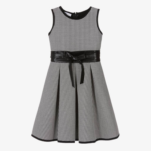 couture by Elsy-Girls Black & Grey Houndstooth Dress | Childrensalon Outlet