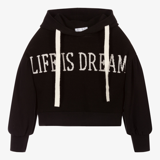 Elsy-Girls Black Logo Hoodie | Childrensalon Outlet